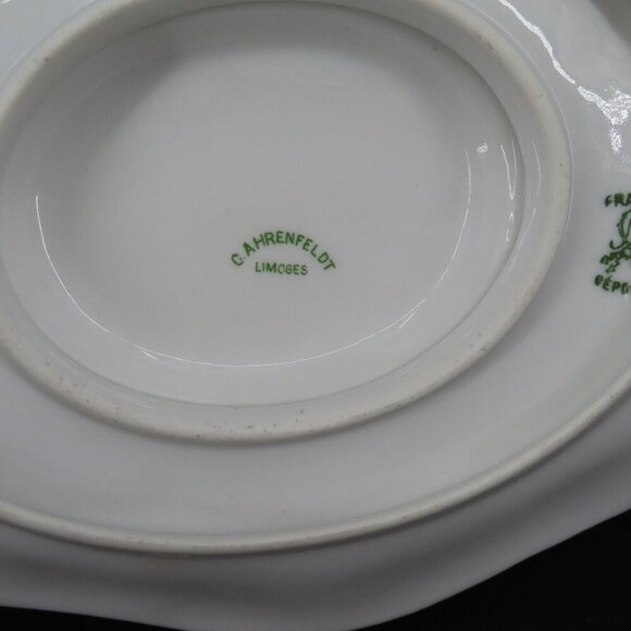 C Ahrenfeldt Limoges Gravy Boat Pink Yellow Roses Garden Flowers Floral Vintage - Picture 12 of 15